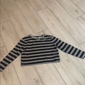 Halogen cropped black & white striped long sleeve
